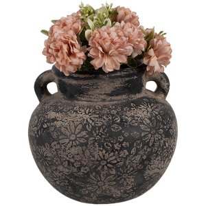 Clayre & Eef 6CE1706 Decorațiune Ghiveci de flori gri Ø 16x14 cm