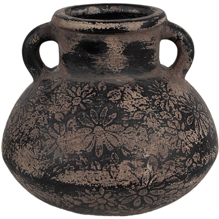 Clayre & Eef 6CE1711 Decorațiune Ghiveci de flori gri Ø 15x13 cm