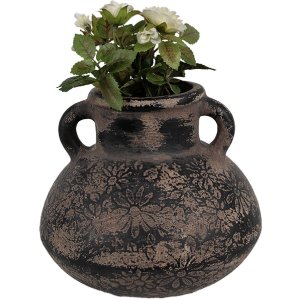 Clayre & Eef 6CE1711 Decorațiune Ghiveci de flori gri Ø 15x13 cm