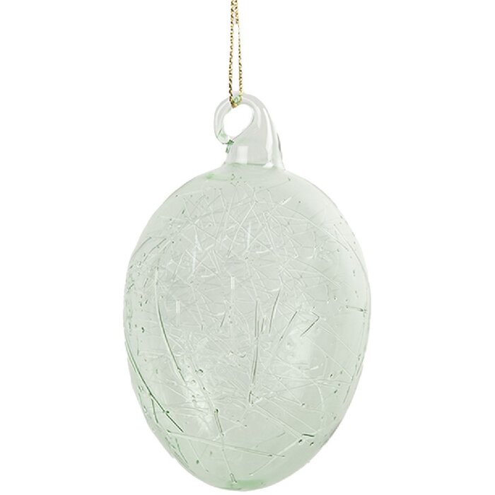 Clayre & Eef 6GL4449 Decorațiune de agățat ouă din sticlă verde Ø 6x10 cm