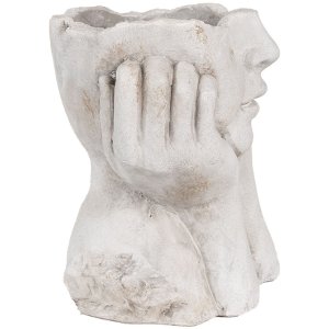 Clayre & Eef 6TE0498L Ghiveci de flori față 20x17x22 cm gri