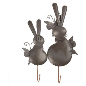 Clayre & Eef 6Y5600 Cârlig de perete Rabbit alb gri 35x6x47 cm