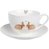 Clayre & Eef BSLCKS Ceașcă de cafea cu farfurioară Alb Brown 12x9x6 cm 250 ml