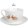 Clayre & Eef BSLCKS Ceașcă de cafea cu farfurioară Alb Brown 12x9x6 cm 250 ml