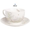 Clayre & Eef WFFKS Ceașcă de cafea cu farfurioară albă 250 ml 12x9x6 cm Ø 14x2 cm