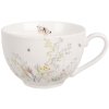 Clayre & Eef WFFKS Ceașcă de cafea cu farfurioară albă 250 ml 12x9x6 cm Ø 14x2 cm