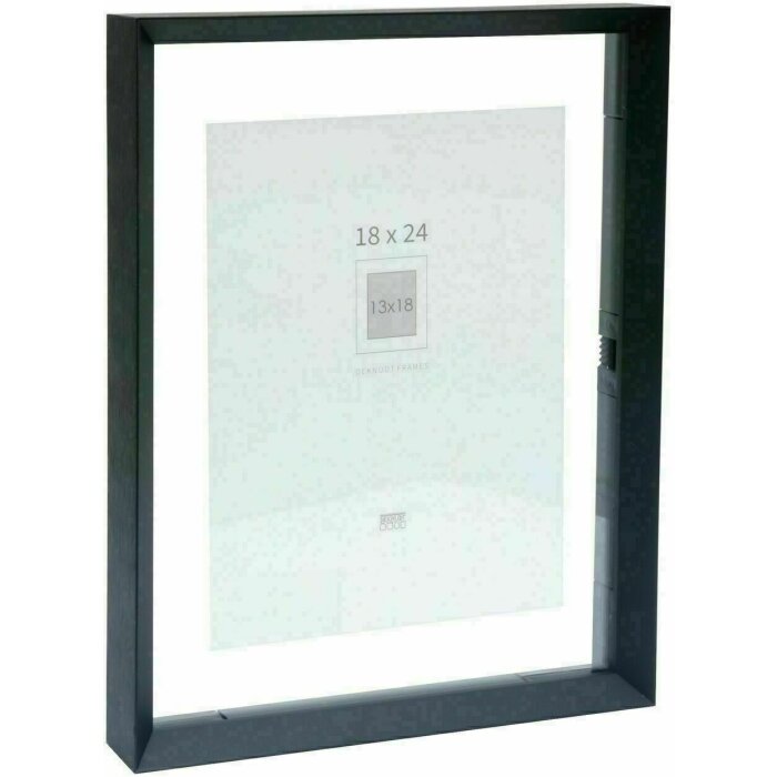 Deknudt S028K2 Rama de sticlă din aluminiu negru cu efect de plutire pentru fotografii 13x18 18x24cm