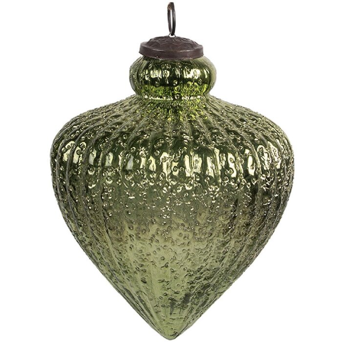 Clayre & Eef 6GL4558XL Globuri de Crăciun din sticlă verde boemă Ø 16x20 cm