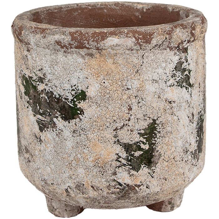 Clayre & Eef 6TE0525L Ghiveci de flori teracotă bej verde Ø 17x17 cm Stil rustic