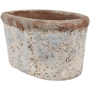 Clayre & Eef 6TE0528M Ghiveci de flori teracotă bej albastru 19x11x10 cm Stil rustic