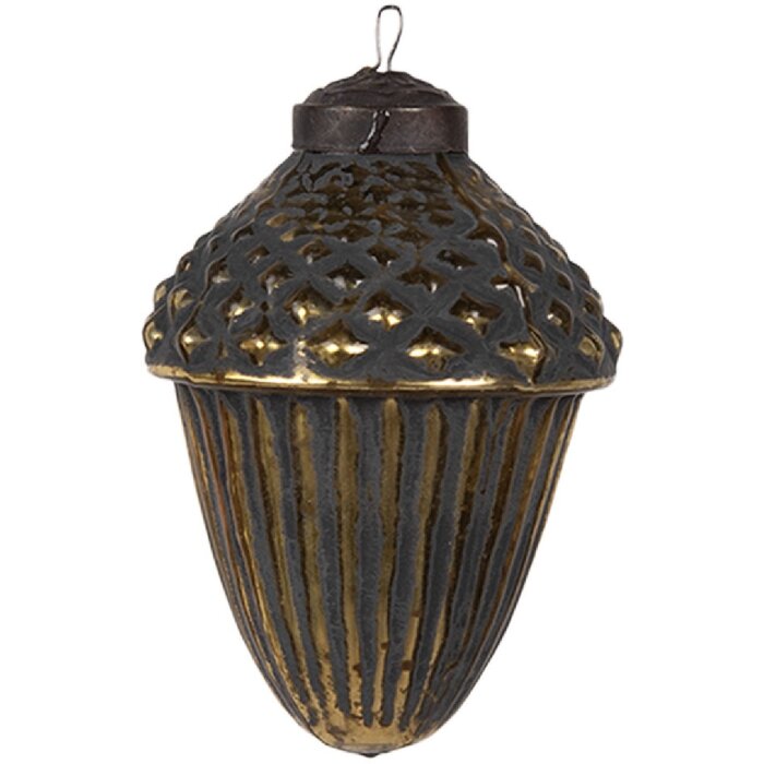 Clayre & Eef 6GL4528XS Pom de Crăciun Bauble Black Gold Ø 6x8 cm