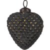 Clayre & Eef 6GL4529S Pom de Crăciun Bauble negru în formă de inimă 7x3x8 cm Sticlă