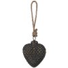 Clayre & Eef 6GL4529S Pom de Crăciun Bauble negru în formă de inimă 7x3x8 cm Sticlă