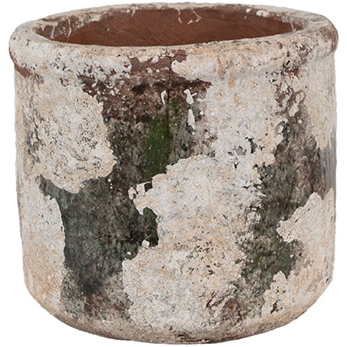 Clayre & Eef 6TE0516L Ghiveci de flori teracotă bej verde Ø 17x15 cm Stil rustic