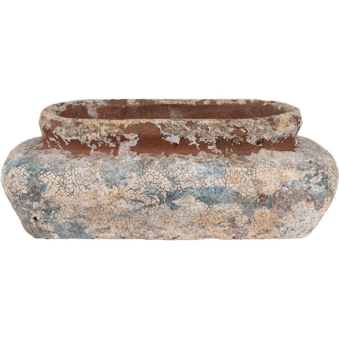 Clayre & Eef 6TE0522L Ghiveci de flori bej albastru 27x15x9 cm