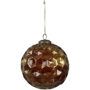 Clayre & Eef 6GL4511 Pom de Crăciun Bauble Brown Gold Ø15cm Set de 4