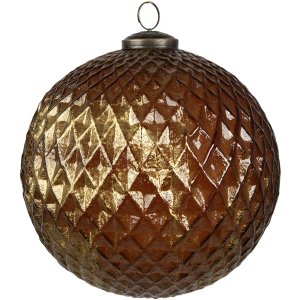 Clayre & Eef 6GL4511 Pom de Crăciun Bauble Brown Gold Ø15cm Set de 4