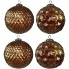 Clayre & Eef 6GL4511 Pom de Crăciun Bauble Brown Gold Ø15cm Set de 4