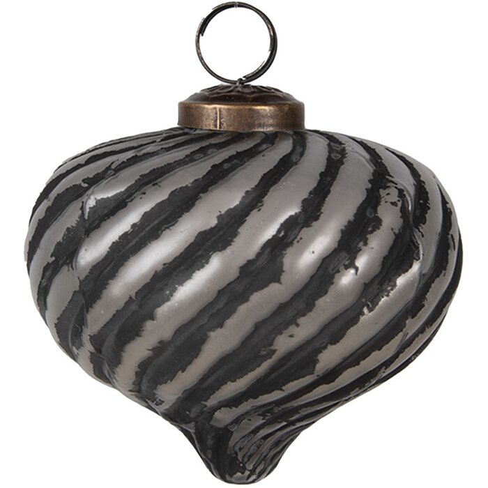 Clayre & Eef 6GL4681 Pom de Crăciun Bauble negru gri Ø 10x9 cm