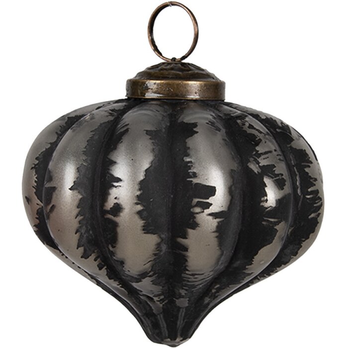 Clayre & Eef 6GL4691 Pom de Crăciun Bauble Sticlă Ø 8x8 cm Negru Gri