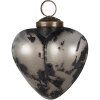 Clayre & Eef 6GL4692 Pom de Crăciun bauble inimă gri negru 8x4x8 cm