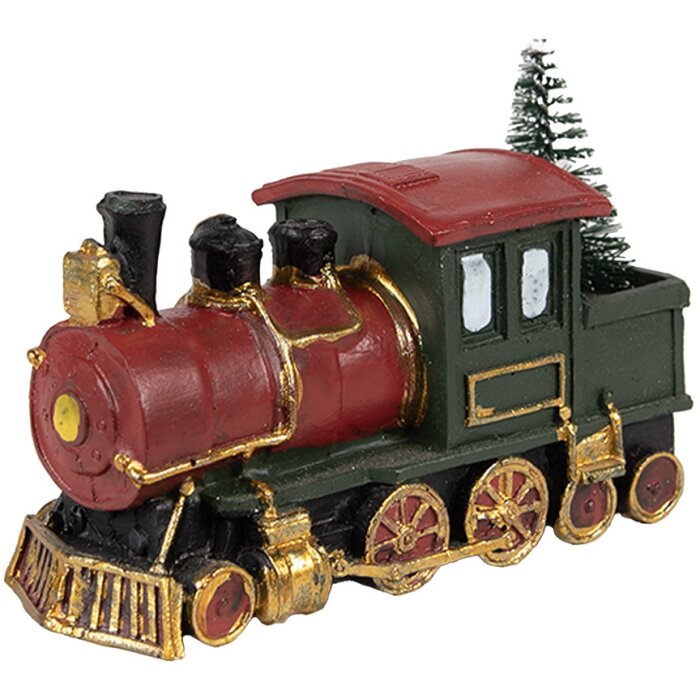 Clayre & Eef 6PR4335 Decorațiune locomotivă 11x5x7 cm verde roșu auriu