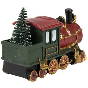 Clayre & Eef 6PR4335 Decorațiune locomotivă 11x5x7 cm verde roșu auriu