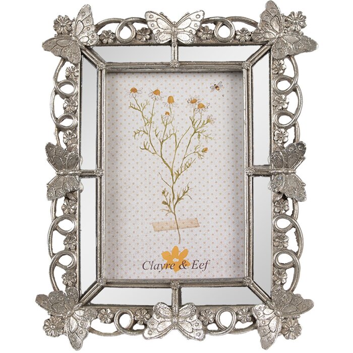 Clayre & Eef 2F1123 Cadru foto 21x2x26 cm Argintiu Fluture Design