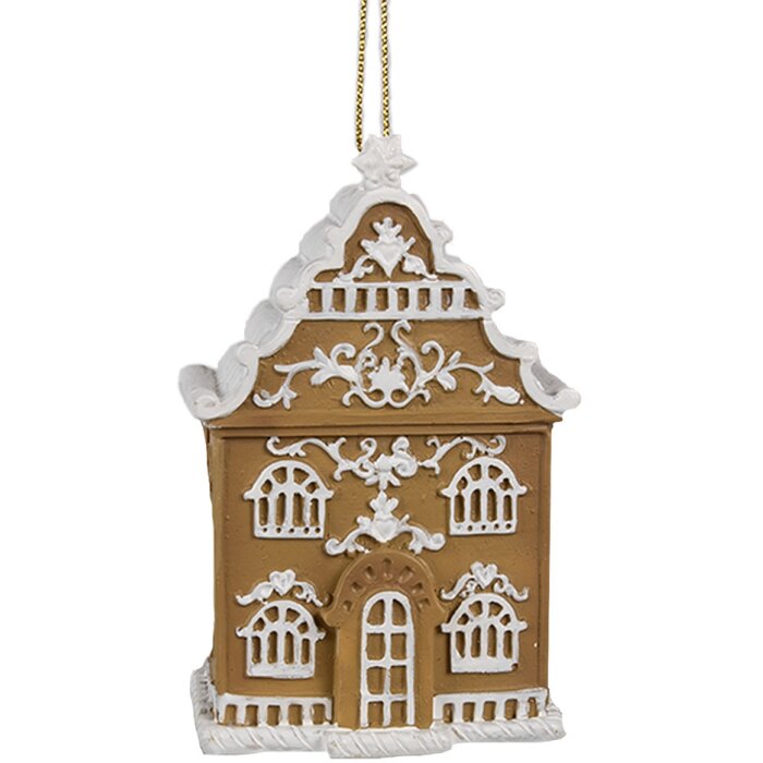 Clayre & Eef 6PR4212 Decorațiune pandantiv Casă maro alb 6x4x9 cm