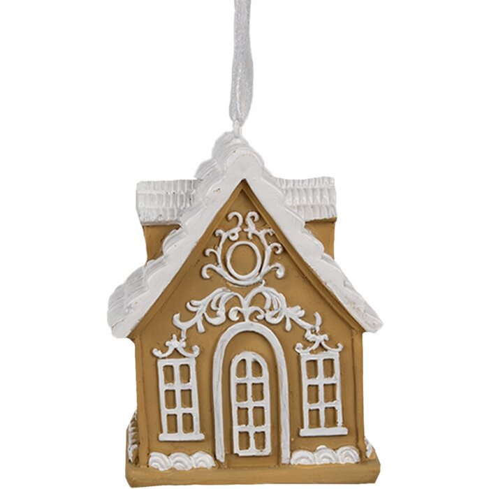 Clayre & Eef 6PR4213 Decorațiune pandantiv Casă maro alb 6x4x7 cm