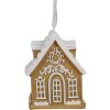 Clayre & Eef 6PR4213 Decorațiune pandantiv Casă maro alb 6x4x7 cm