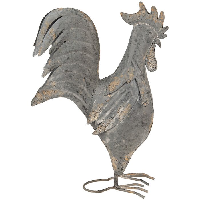 Clayre & Eef 6Y5611 Decorațiune Cocoș Metal Gri 30x14x40 cm