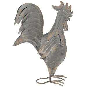 Clayre & Eef 6Y5611 Decorațiune Cocoș Metal Gri...