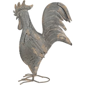 Clayre & Eef 6Y5611 Decorațiune Cocoș Metal Gri 30x14x40 cm