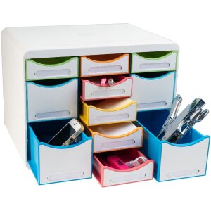 Exacompta cutie de sertare STORE BOX MULTI 11 sertare deschise Alb/Harlequin