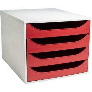 Exacompta 2286107D ECOBOX cutie de sertare cu 4 sertare roșu