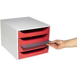 Exacompta 2286107D ECOBOX cutie de sertare cu 4 sertare roșu