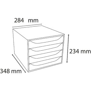 Exacompta 2286107D ECOBOX cutie de sertare cu 4 sertare roșu