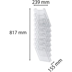 Exacompta 64858D Suport de perete pentru broșuri 8 compartimente A4 vertical transparent cristal