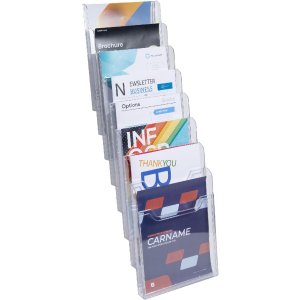 Exacompta 64858D Suport de perete pentru broșuri 8 compartimente A4 vertical transparent cristal