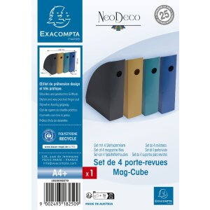 Exacompta Set 4 Mag Cube dosar pentru reviste Neo Deco culori asortate