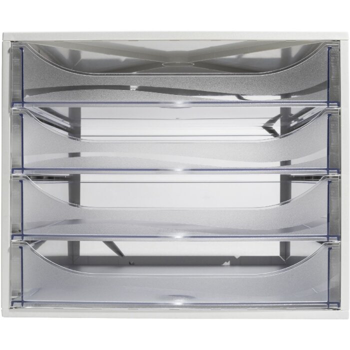 Exacompta 228323D Cutie de sertare ECOBOX cu 4 sertare cristal