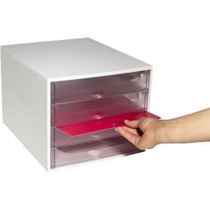 Exacompta 228323D Cutie de sertare ECOBOX cu 4 sertare cristal