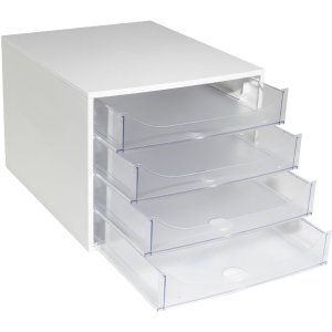 Exacompta 228323D Cutie de sertare ECOBOX cu 4 sertare cristal