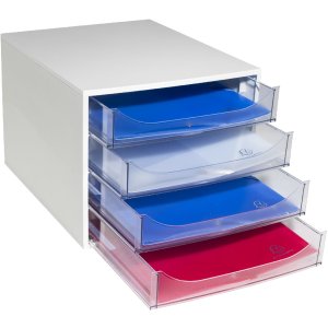 Exacompta 228323D Cutie de sertare ECOBOX cu 4 sertare cristal