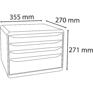 Cutie cu sertare 315714D Big Box Plus Horizon format landscape 4 sertare negru