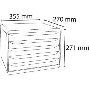 Exacompta 3087213D Cutie cu sertare Big Box Plus Horizon format landscape 5 sertare