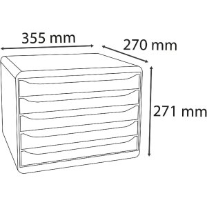 Exacompta 308914D Cutie cu sertare Big Box Plus Horizon format landscape 5 sertare