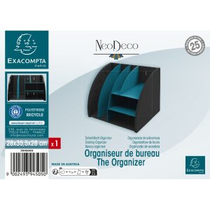 Exacompta 394505D Organizator de birou Neo Deco negru albastru-verde