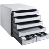 Exacompta cutie de sertare Big Box Maxi 6 compartimente gri deschis pentru organizarea biroului